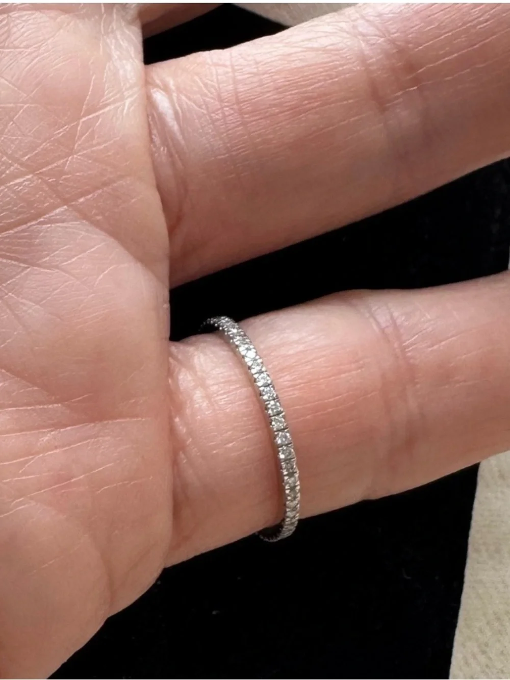 Etsy Round Cut Colorless Moissanite Pave Wedding Band In 14K White Gold